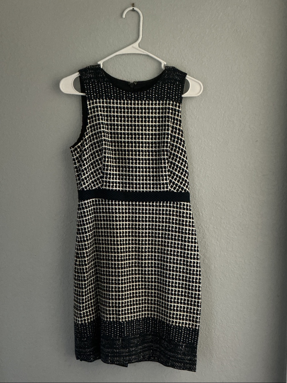 J. Crew Black,Blue, and White Grid Sheath Dress